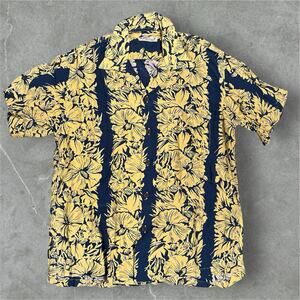 Sun Surf Yellow Floral Reproduction Aloha Hawaiian Shirt Made in Japan